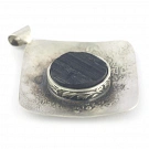 Raw Black Tourmaline and Sterling Silver Pendant