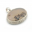 Dendritic Agate and Sterling Silver 925 Pendant