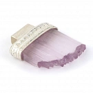 Kunzite crystal pendant in pale lavender lilac color set in sterling silver and size of 22x22x5 mm (0.87x0.87x0.2")