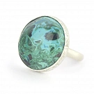 Malachite and solid Sterling Silver Ring round-shaped and green color size P