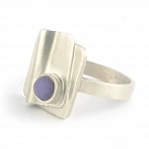 Grape Agate and solid Sterling Silver Ring rectangular shape size P