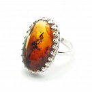 Amber and 925 Silver Ring