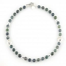 Sterling Silver and Moss Agate Necklace