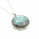 Sterling Silver 925 and Labradorite Chain Pendant Necklace
