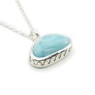 Sterling Silver 925 and Larimar Chain Pendant Necklace