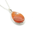 Sterling Silver 925 and Mexican Matrix Opal Chain Pendant Necklace