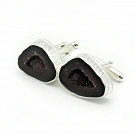 Cufflinks for Men's Shirt with Agate Geode and Sterling Silver