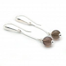 Long Smoky Quartz Earrings and Sterling Silver 925