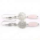 Long Pink Quartz Earrings and Sterling Silver 925