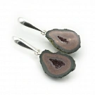 Agate Mini Geode and Sterling Silver 925 Earrings