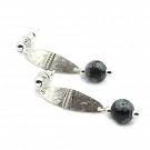 Snowflake Obsidian and 925 Silver Earrings