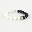 Mother Pearl with  Onyx and Sterling Silver 925 Bracelet