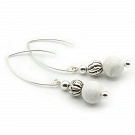 White grey howlite Earrings and Sterling Silver 50 millimeter (1.97 inch) length