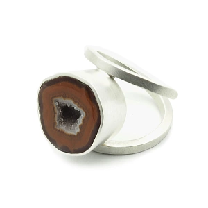 Mini Agate Geode and 925 Silver Ring