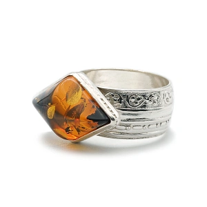 Anillo Boho-Chic de Ámbar Natural y Plata de Ley 925