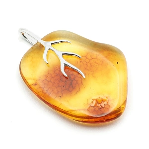 Amber and 925 Silver Pendant