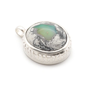 Handmade Natural Mexican Cantera Opal Pendant in 925 Sterling Silver