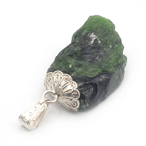 Raw Chrome Diopside Pendant set in ...