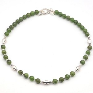 Jade Nephrite Necklace and Sterling ...