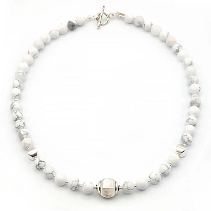 Howlite and Sterling Silver 925 Necklace
