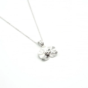 Orchid Flower 925 Silver Chain Pendant Necklace