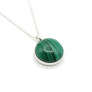Chain with Pendant Malachite and 925 Sterling Silver
