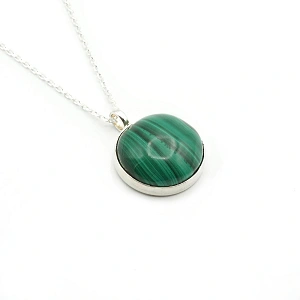 Chain with Pendant Malachite and 925 Sterling Silver