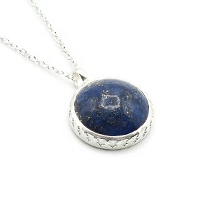 Sterling Silver 925 and Lapis Lazuli Chain Pendant Necklace