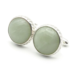 Jade and 925 Silver Cufflinks