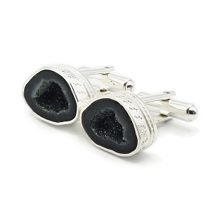 Sterling Silver and Agate Geode Cufflinks