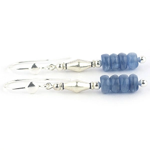Long Kyanite Drop Earrings and Eterling Silver in denim blue color 52 millimeter (2.05 inch) length