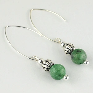 Green Zoisite Earrings and Sterling Silver