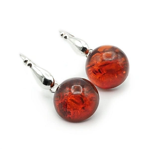 Amber and Sterling Silver Earrings