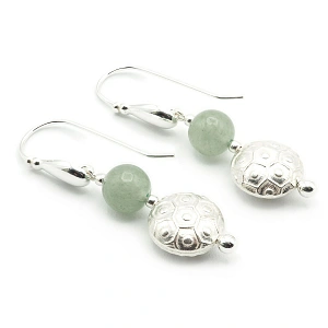 Aventurine and 925 Silver Earrings
