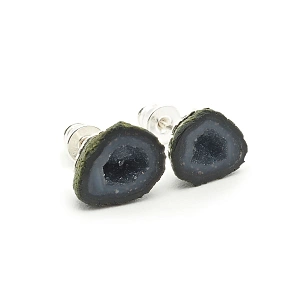 Mini Agate Geode and 925 Silver Earrings
