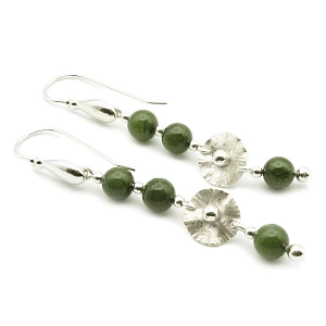 Jade and 925 Silver Earrings