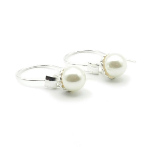 Glass Pearl and 925 Silver Earrings