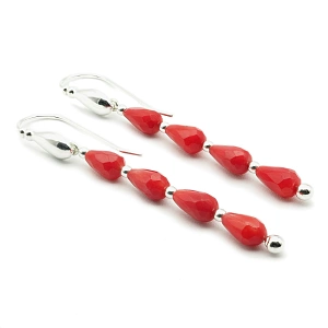 Coral and 925 Silver Earrings
