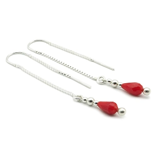 Coral and 925 Silver Earrings
