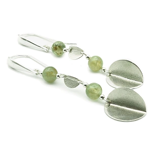 Green Garnet and 925 Silver Earrings