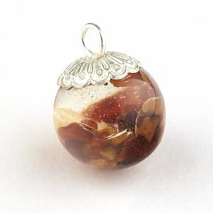 Amber in Resin and Sterling Silver Pendant