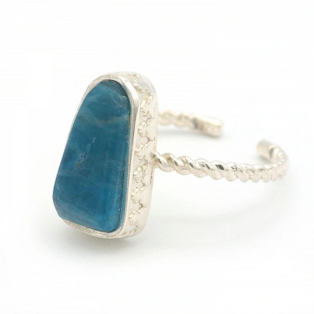 Blue Apatite and Sterling Silver Ring Adjustable Size