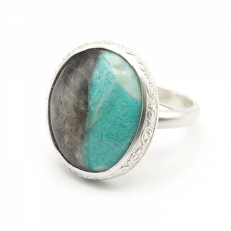Amazonite and Sterling Silver 925 Ring