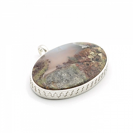 Sterling Silver 925 and Indonesian Moss Agate Pendant