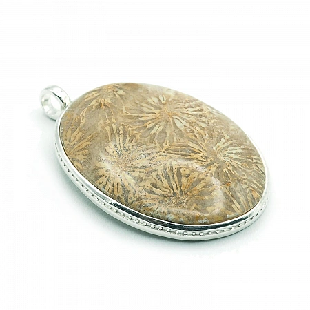 Sterling Silver 925 and Fossilized Coral Pendant