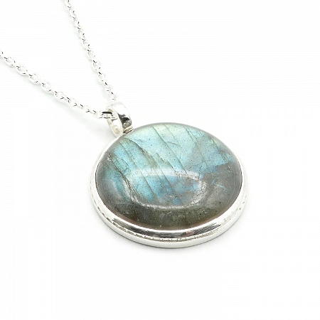 Sterling Silver 925 and Labradorite Chain Pendant Necklace