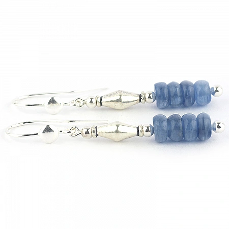 Long Kyanite Drop Earrings and Eterling Silver in denim blue color 52 millimeter (2.05 inch) length