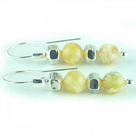 Yellow Opal Earrings and Sterling Silver 47 millimeter (1.85 inch) length