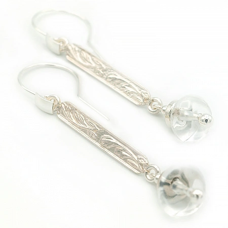 Long Quartz (Rock Crystal) Earrings set in Sterling Silver 925