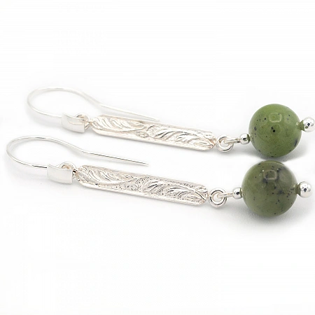 Long Jade Earrings set in Sterling Silver 925